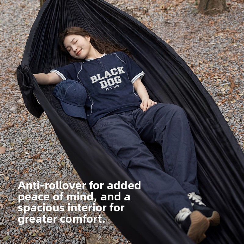 Outdoor Furniture Black - Black Dog Solid Color Parachute Hammock