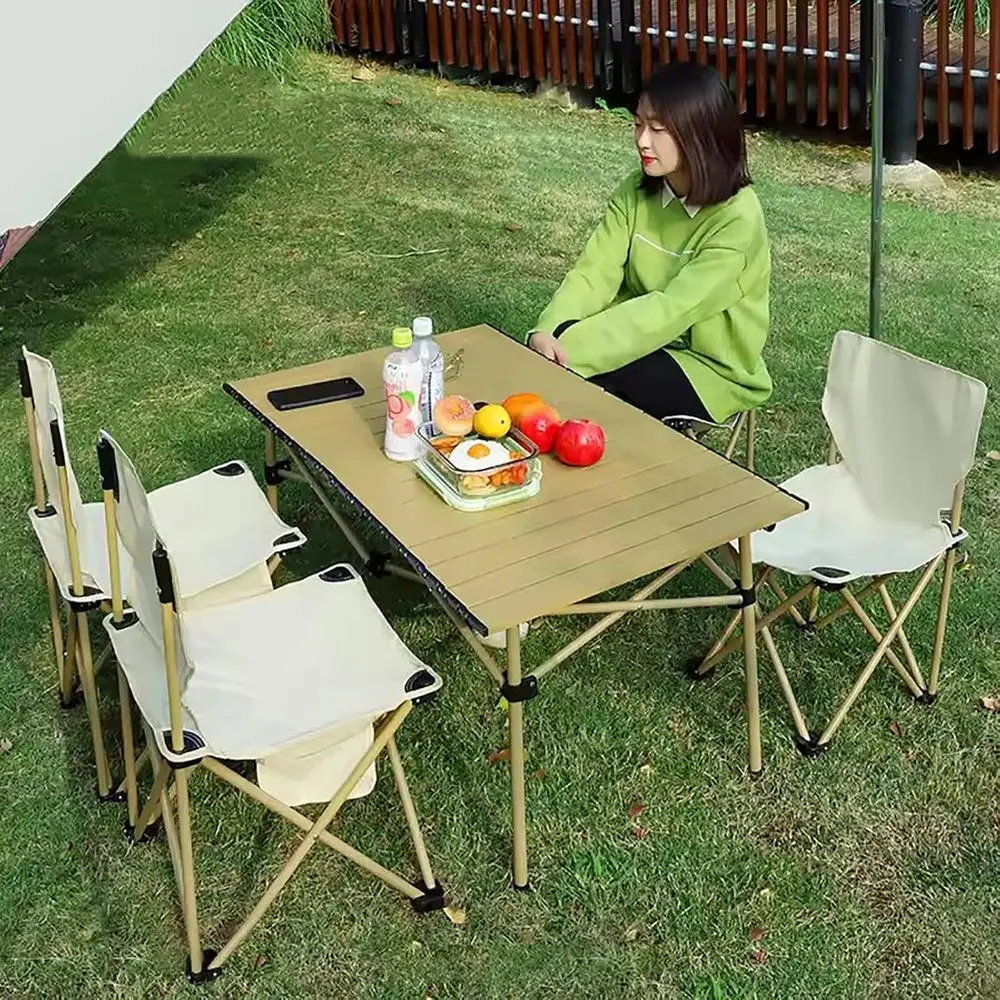 Outdoor Furniture Black - Portable 5-Piece Camping Chair and Table