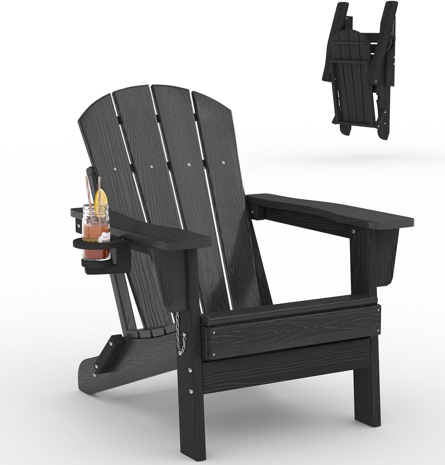 Outdoor Furniture And Fire Pit - Folding Adirondack Chair HDPE Plastic Outdoor