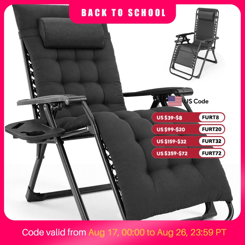 Outdoor Furniture Lounge Set - MCQ Zero Gravity Cushioned Lounge Chair
