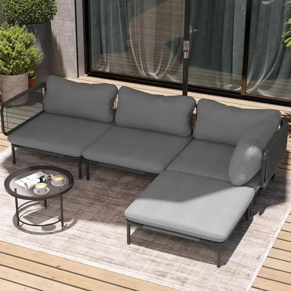 Outdoor Furniture Weatherproof - 4-Piece Outdoor Sectional Sofa Set, 31