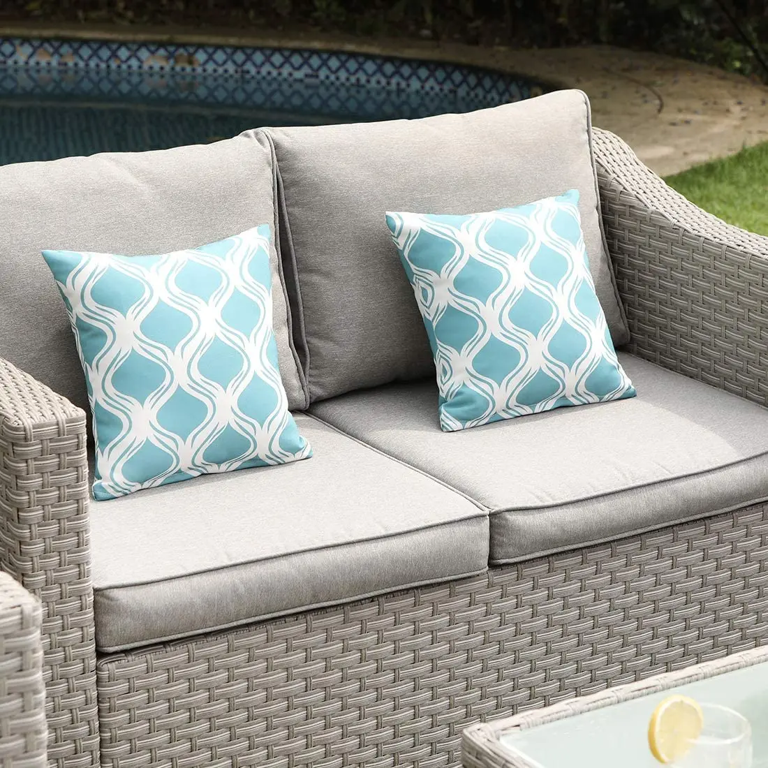 Outdoor Furniture Set With Fire Pit - -Outdoor Furniture 5-Piece Wicker Sectional Sofa