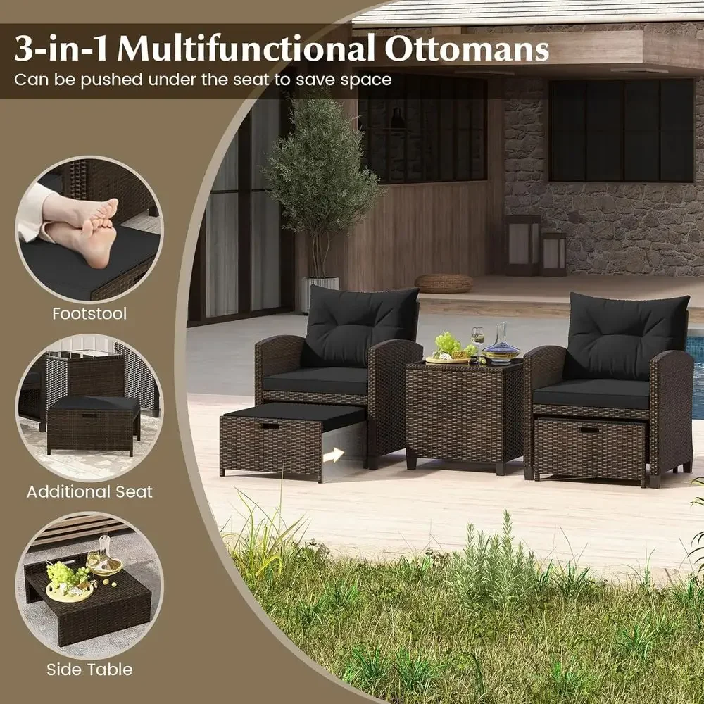 5-Piece Outdoor Rattan Furnitu - огляд і ціна Outdoor Furniture Black
