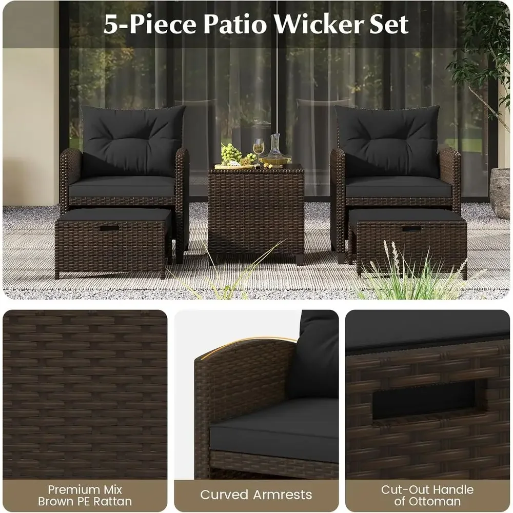 5-Piece Outdoor Rattan Furnitu - огляд і ціна Outdoor Furniture Black
