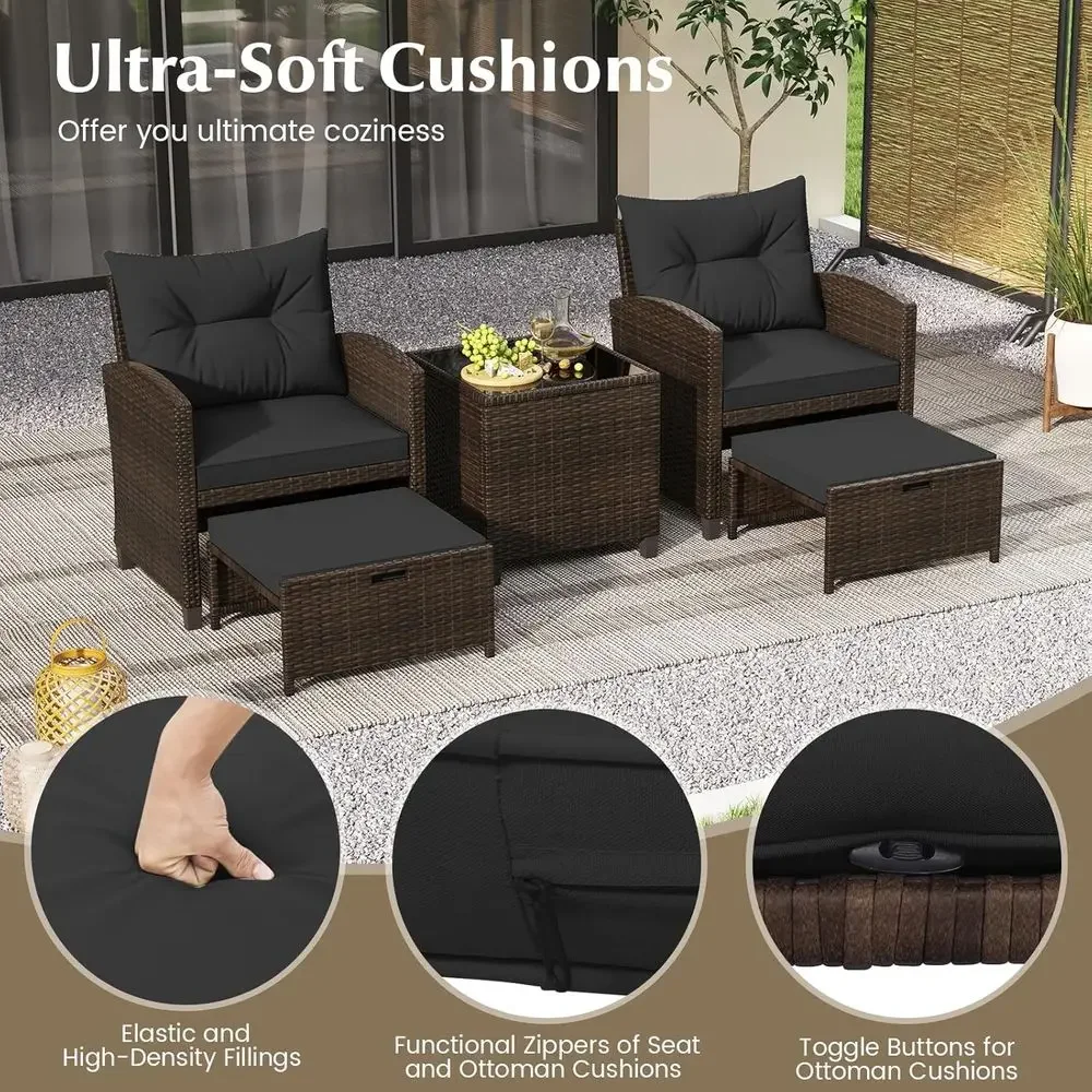 5-Piece Outdoor Rattan Furnitu - огляд і ціна Outdoor Furniture Black