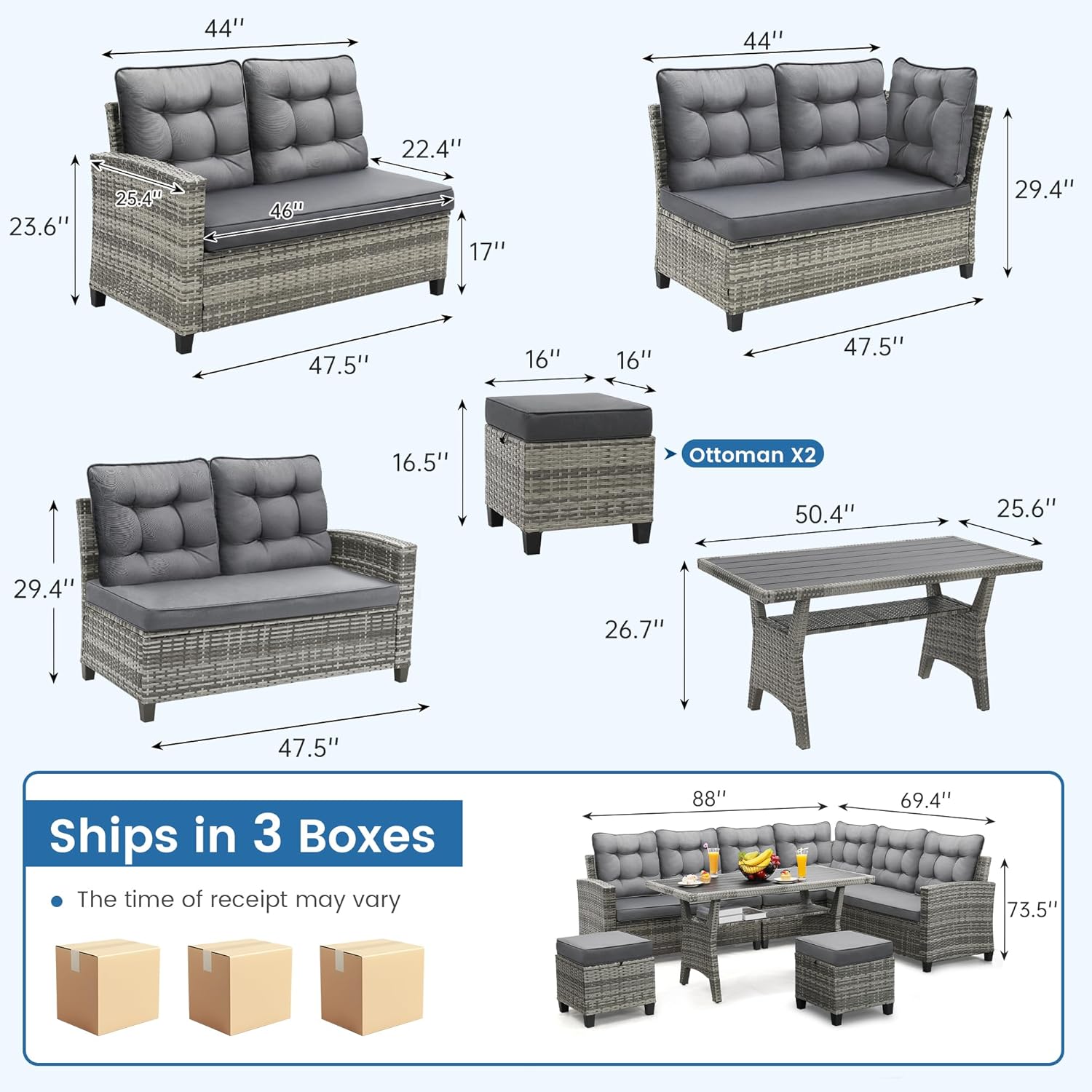 6 Piece Patio Furniture Set, D - огляд і ціна Outdoor Furniture Ideas