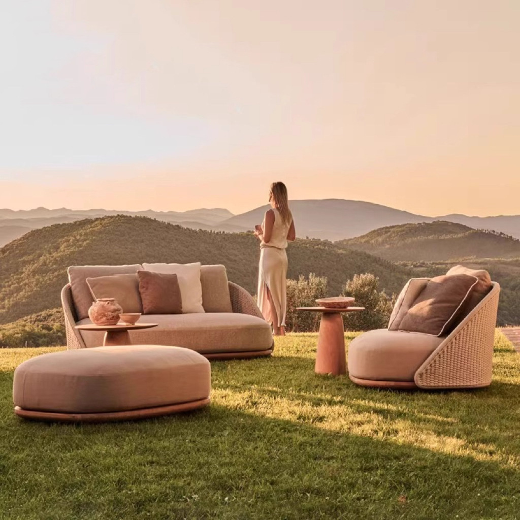 Nordic outdoor teak sofa villa - огляд і ціна Outdoor Furniture Teak Wood