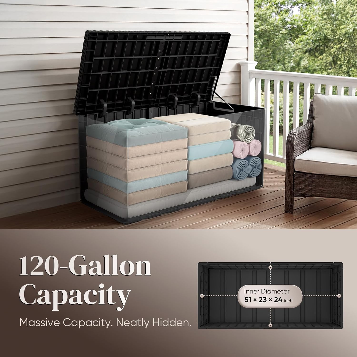 120 Gallon Resin Deck Box, Wea - огляд і ціна Outdoor Furniture Weatherproof