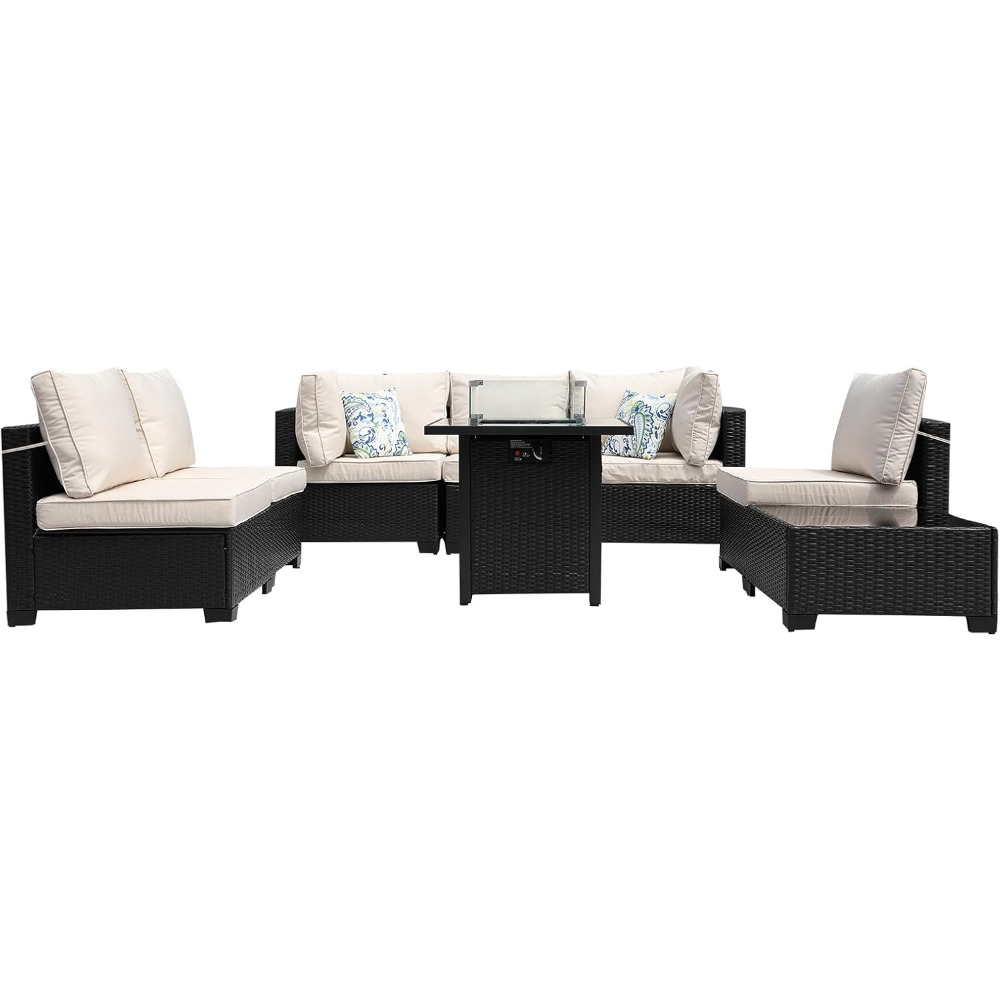 8-Piece Patio Furniture Rattan - огляд і ціна Outdoor Furniture Set With Fire Pit