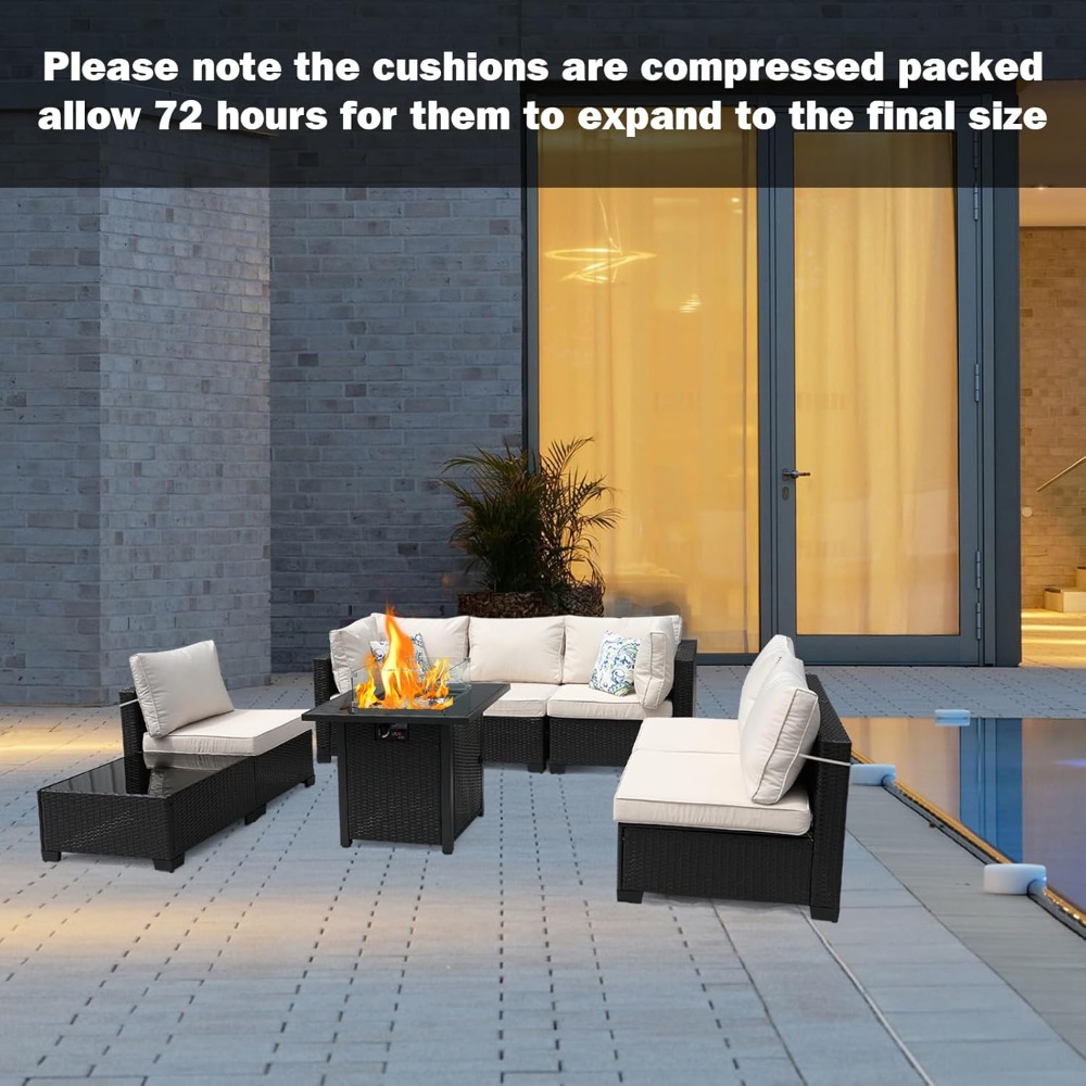 8-Piece Patio Furniture Rattan - огляд і ціна Outdoor Furniture Set With Fire Pit