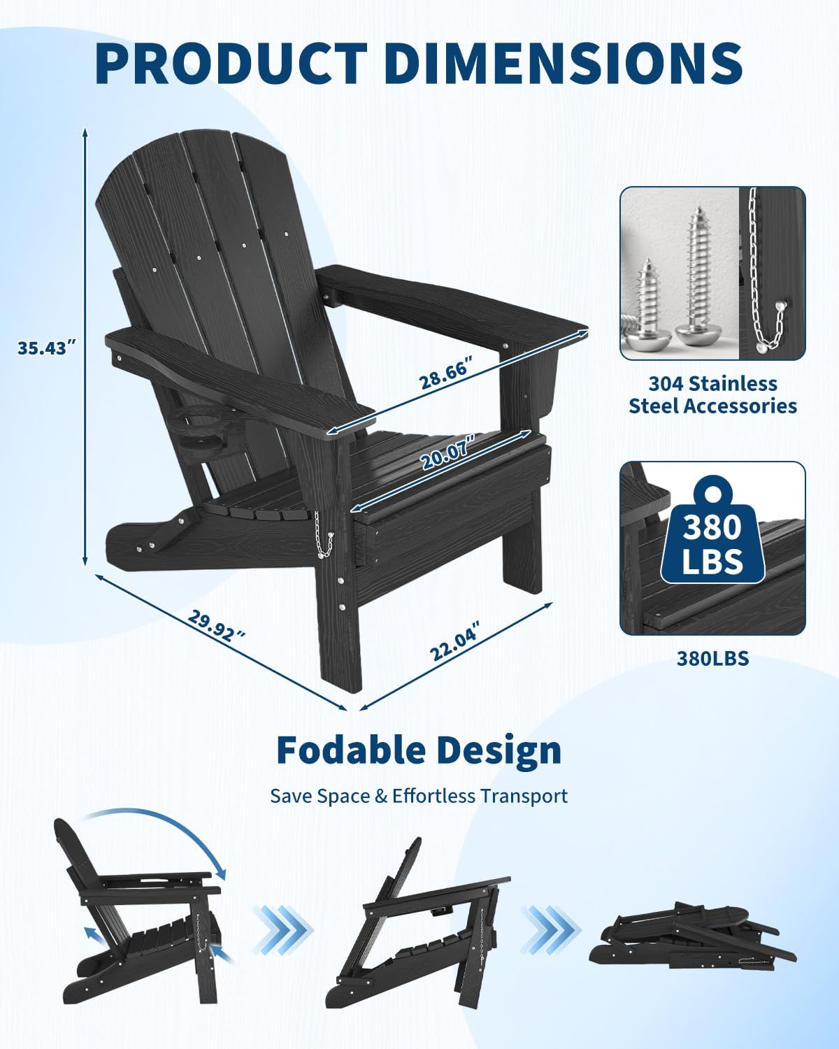 Folding Adirondack Chair HDPE  - огляд і ціна Outdoor Furniture And Fire Pit
