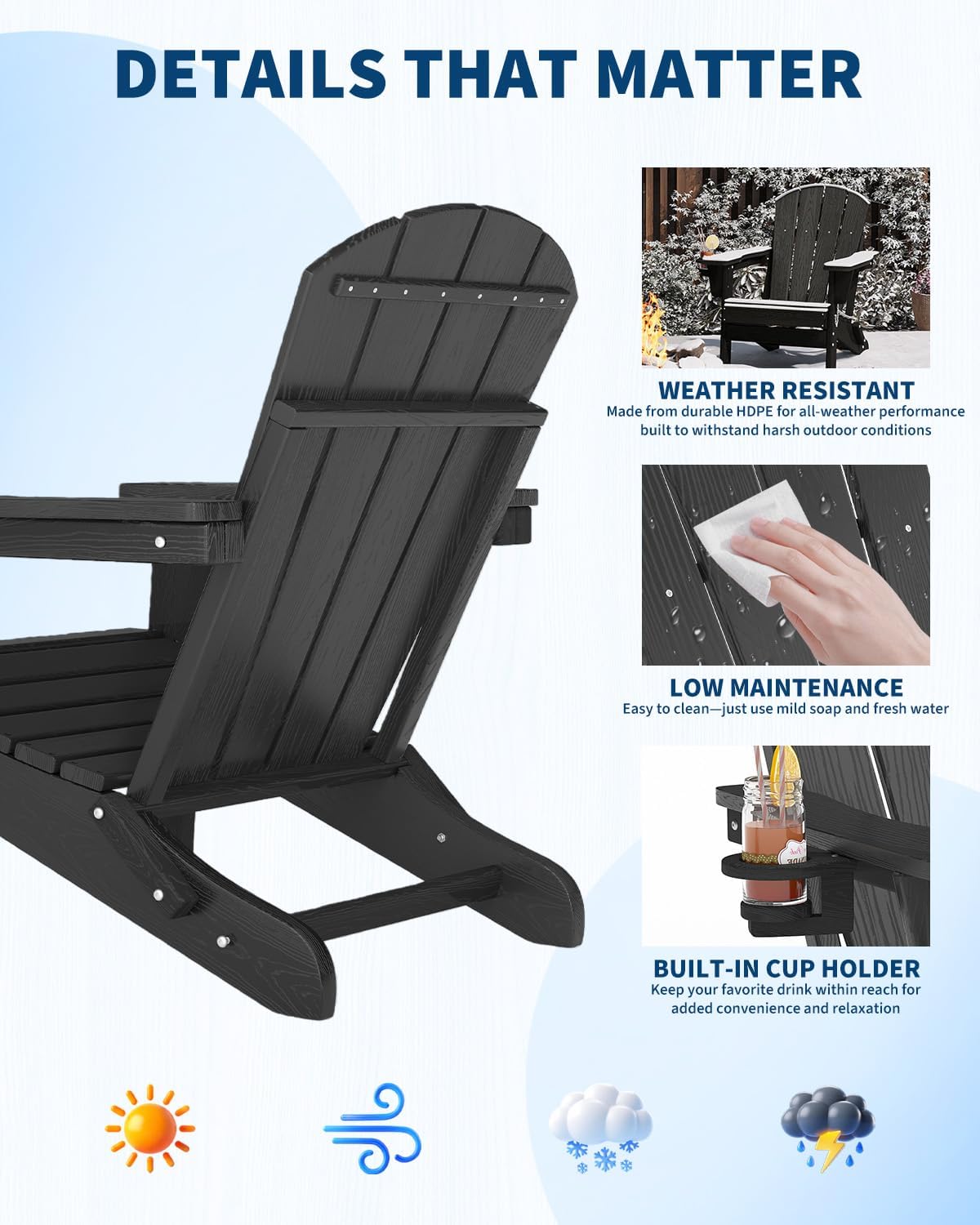 Folding Adirondack Chair HDPE  - огляд і ціна Outdoor Furniture And Fire Pit