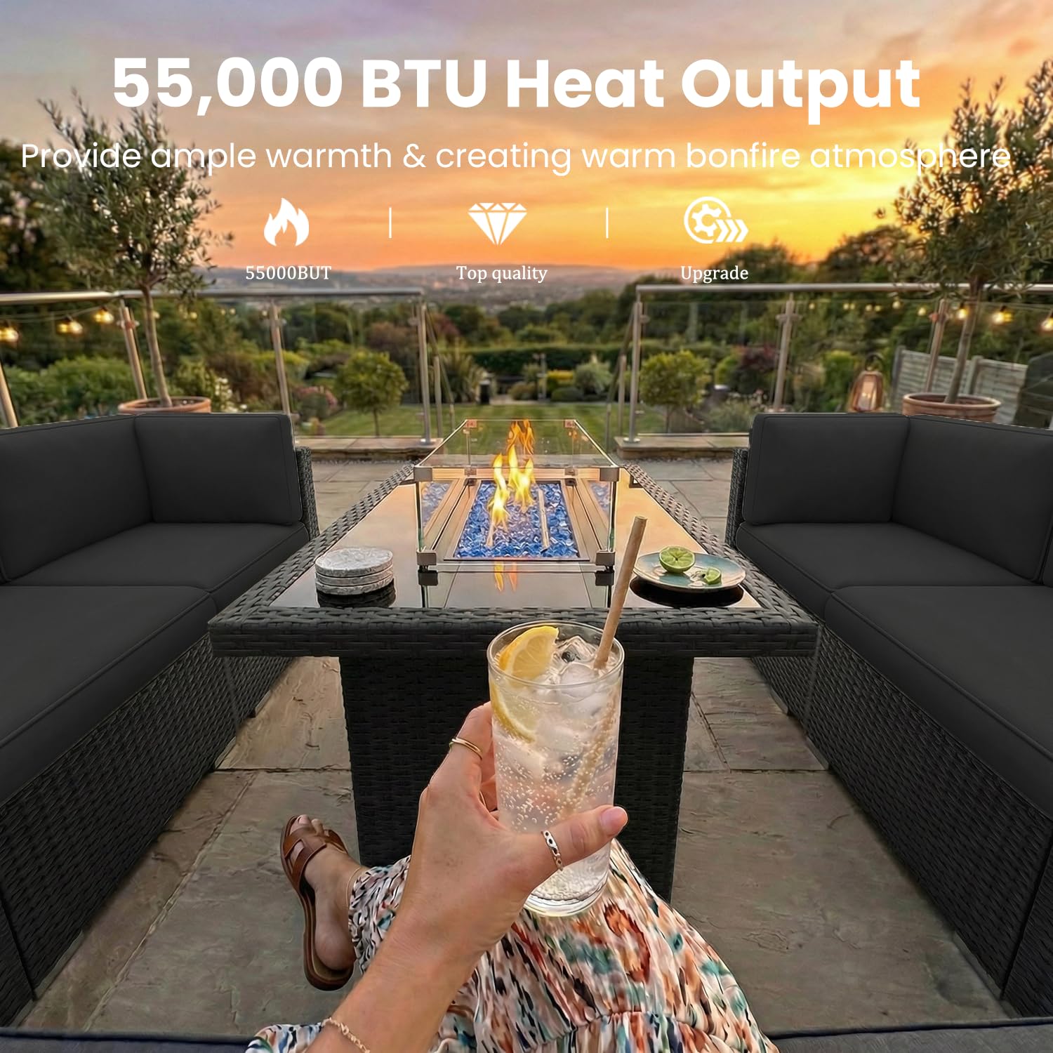 8 Pieces Patio Furniture Set w - огляд і ціна Outdoor Furniture Set With Fire Pit