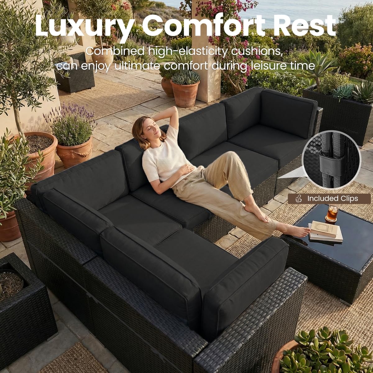 8 Pieces Patio Furniture Set w - огляд і ціна Outdoor Furniture Set With Fire Pit