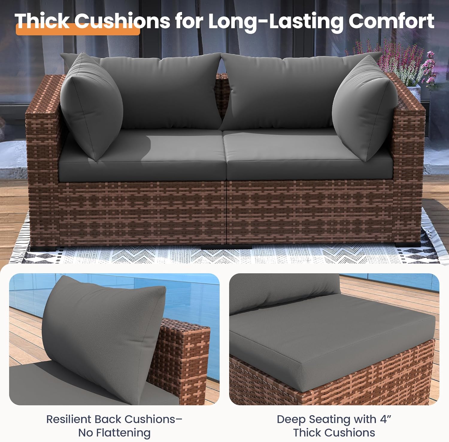 5-Piece Outdoor Sectional Sofa - огляд і ціна Outdoor Furniture Set With Fire Pit