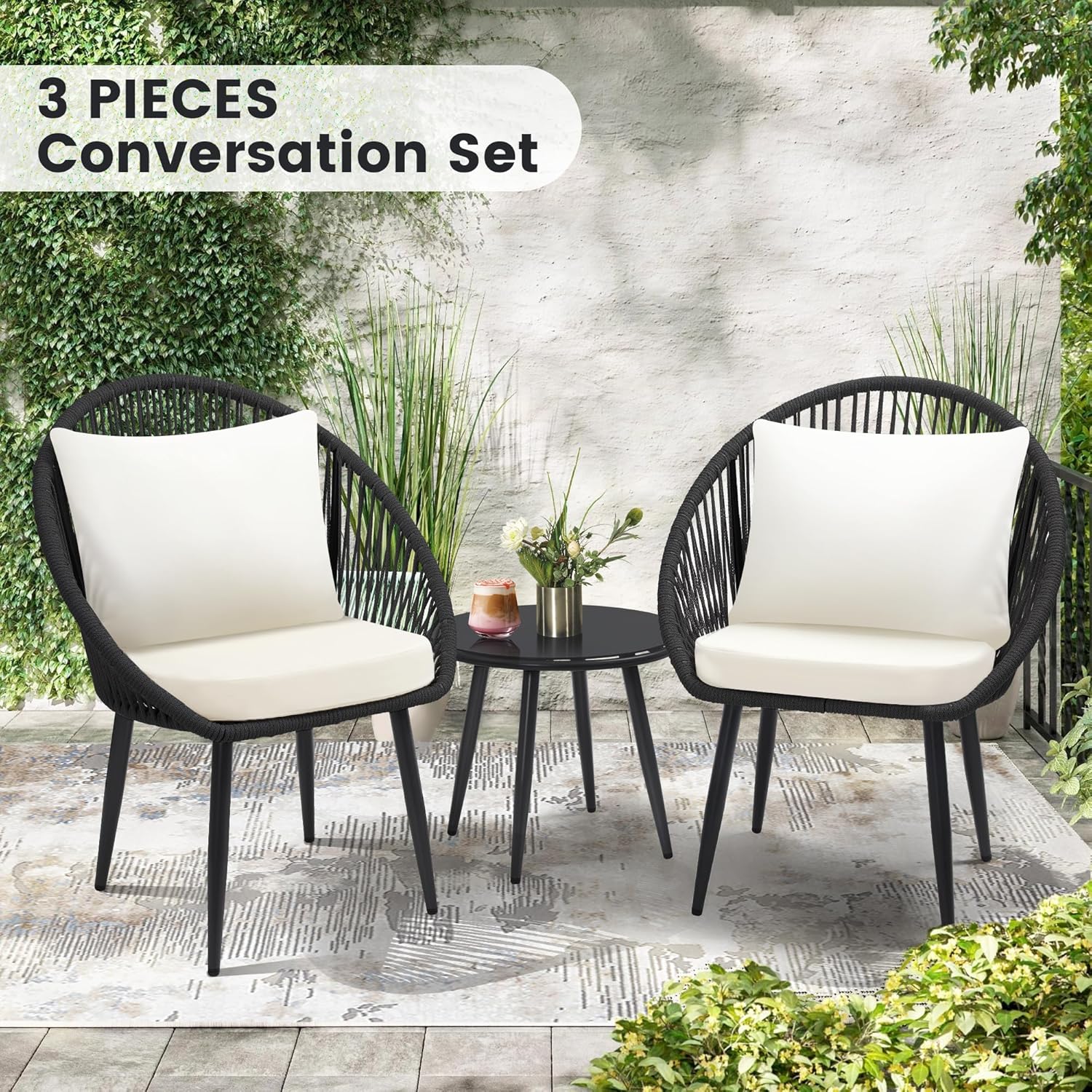 3 Pieces Bistro Set, Woven Rop - огляд і ціна Outdoor Furniture Ideas