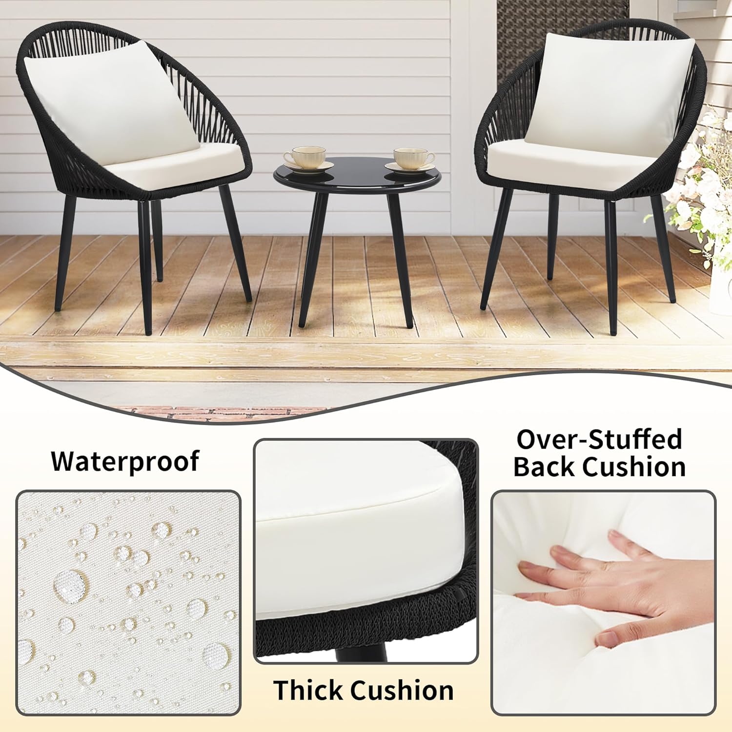3 Pieces Bistro Set, Woven Rop - огляд і ціна Outdoor Furniture Ideas