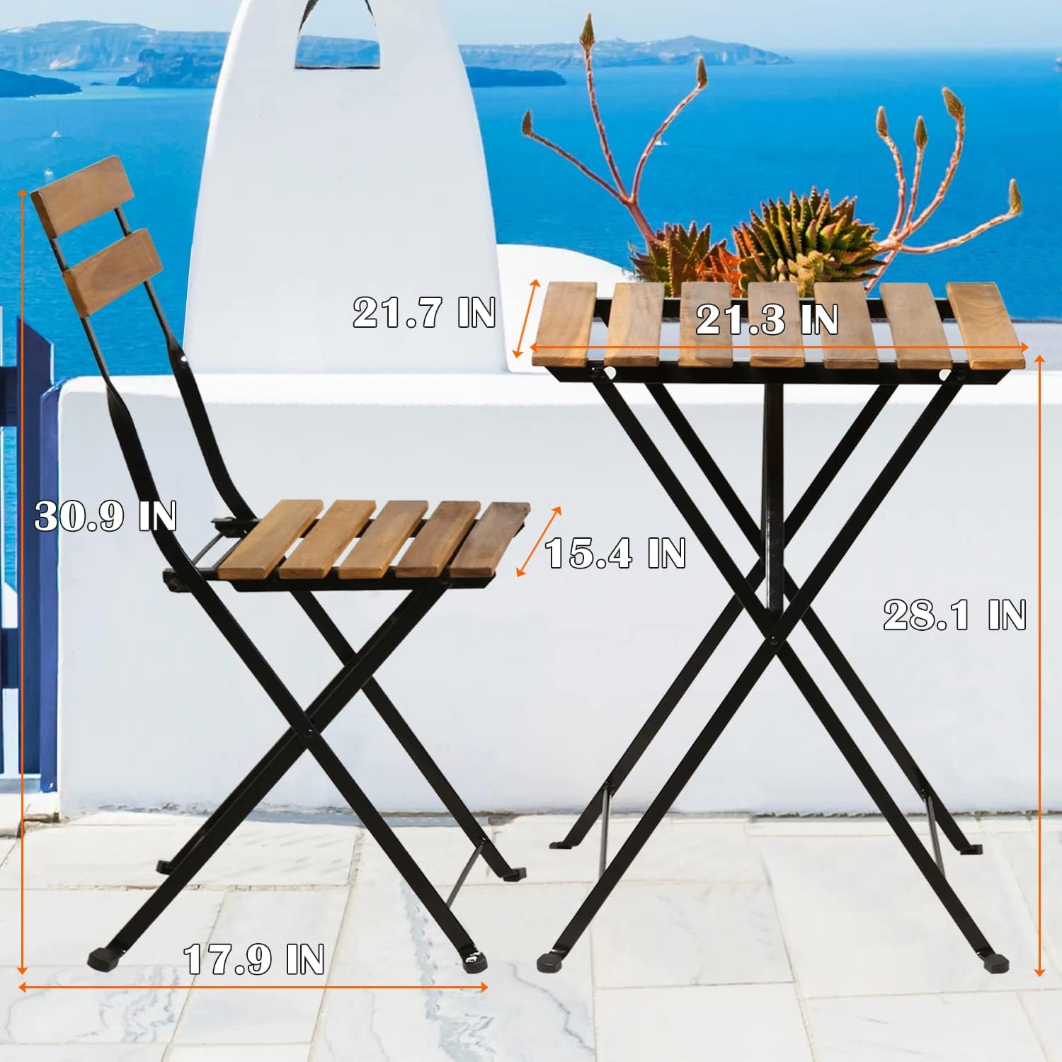 Natural wood 3-piece folding p - огляд і ціна Outdoor Furniture Patio