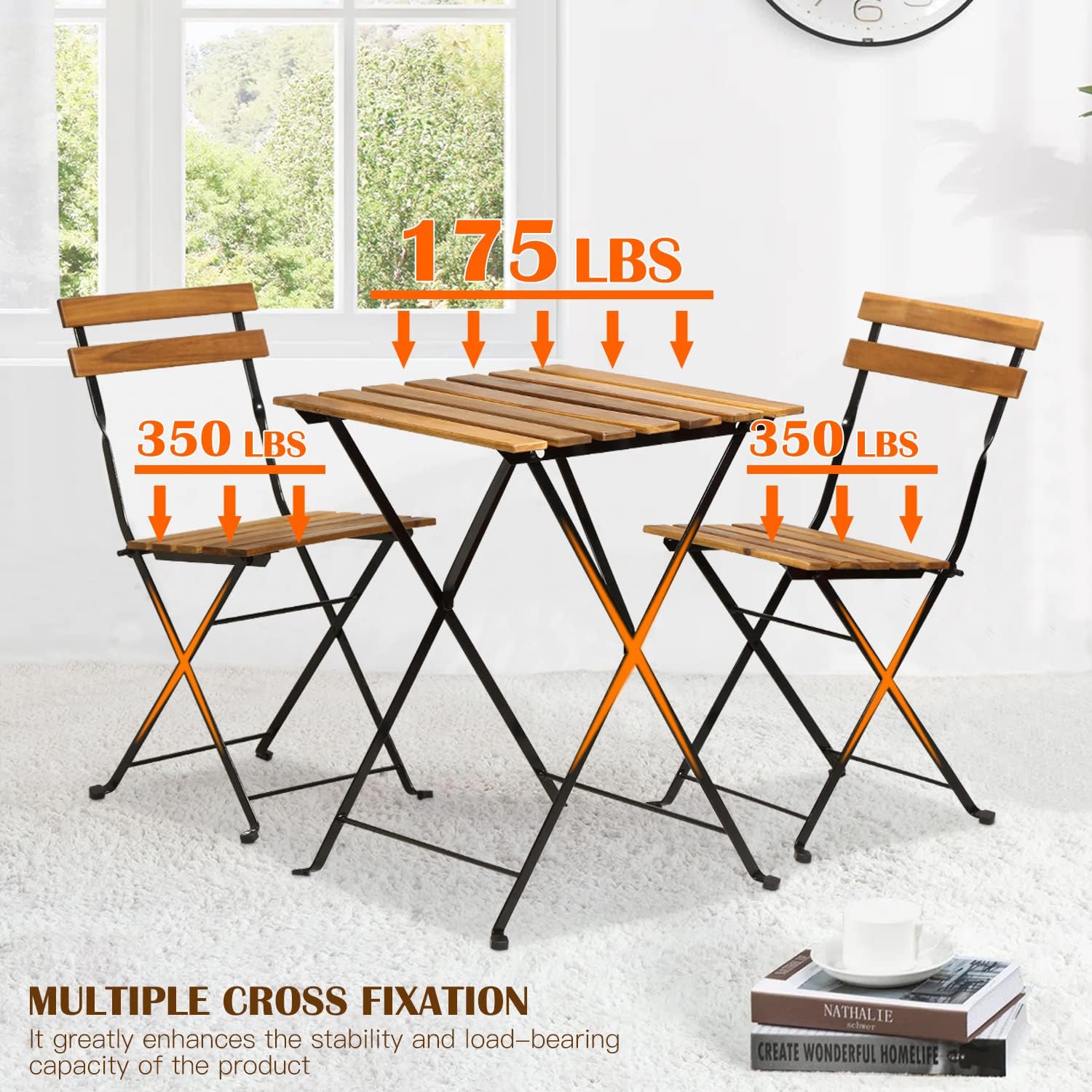 Natural wood 3-piece folding p - огляд і ціна Outdoor Furniture Patio