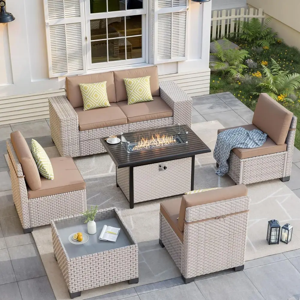 7-Piece Outdoor Patio Furnitur - огляд і ціна Outdoor Furniture Set With Fire Pit