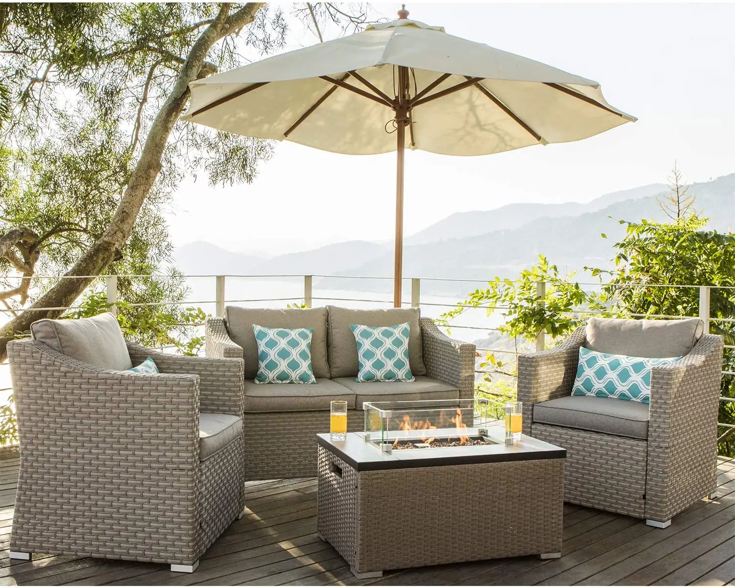 -Outdoor Furniture 5-Piece Wic - огляд і ціна Outdoor Furniture Set With Fire Pit