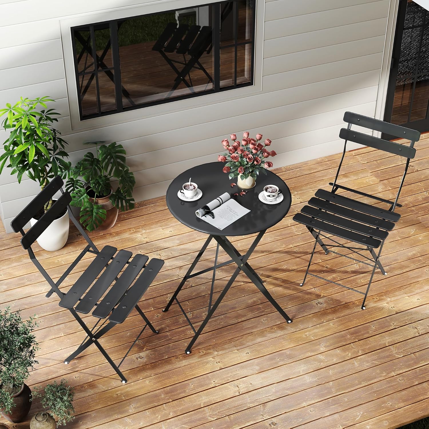 Space-saving black 3-piece fol - огляд і ціна Outdoor Furniture Black