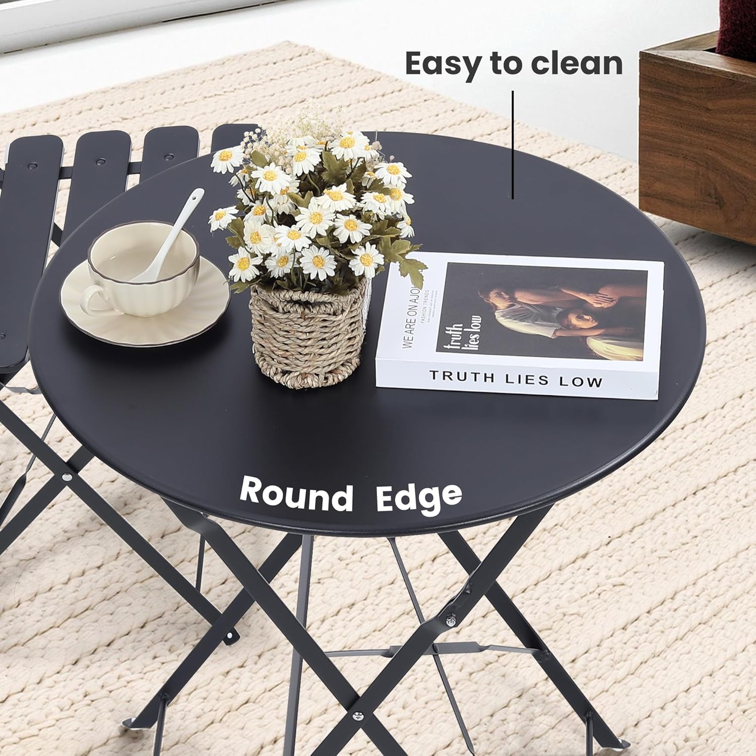 Space-saving black 3-piece fol - огляд і ціна Outdoor Furniture Black