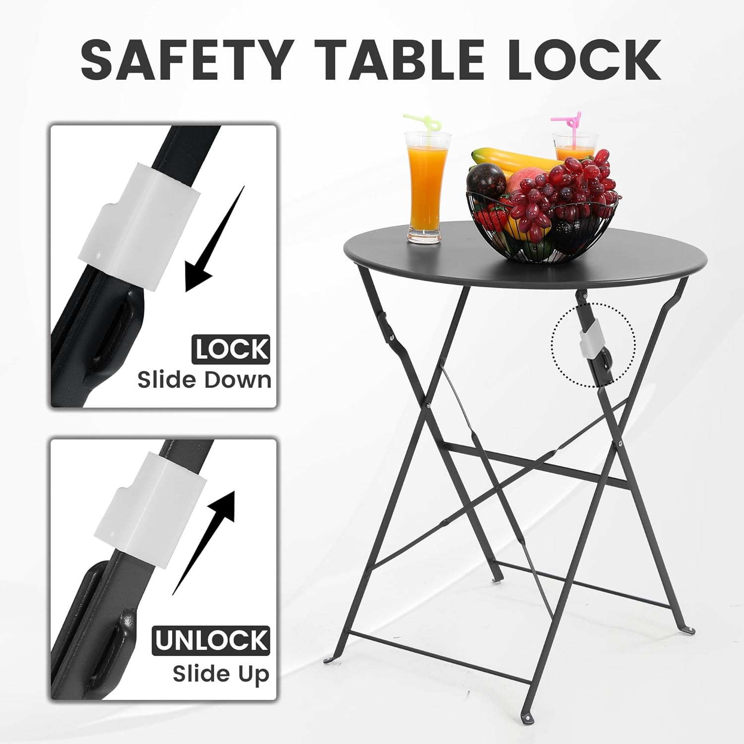 Space-saving black 3-piece fol - огляд і ціна Outdoor Furniture Black