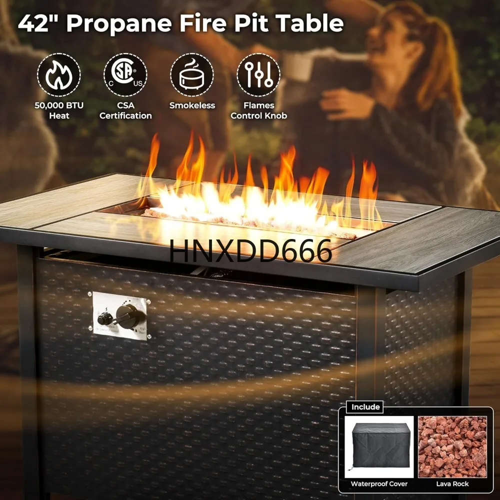 Outdoor 8 Piece Patio Furnitur - огляд і ціна Outdoor Furniture Set With Fire Pit